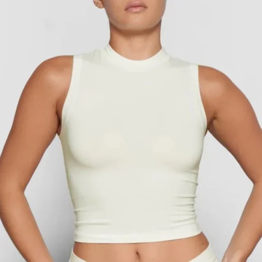 SKIMS mock neck tank in Bone